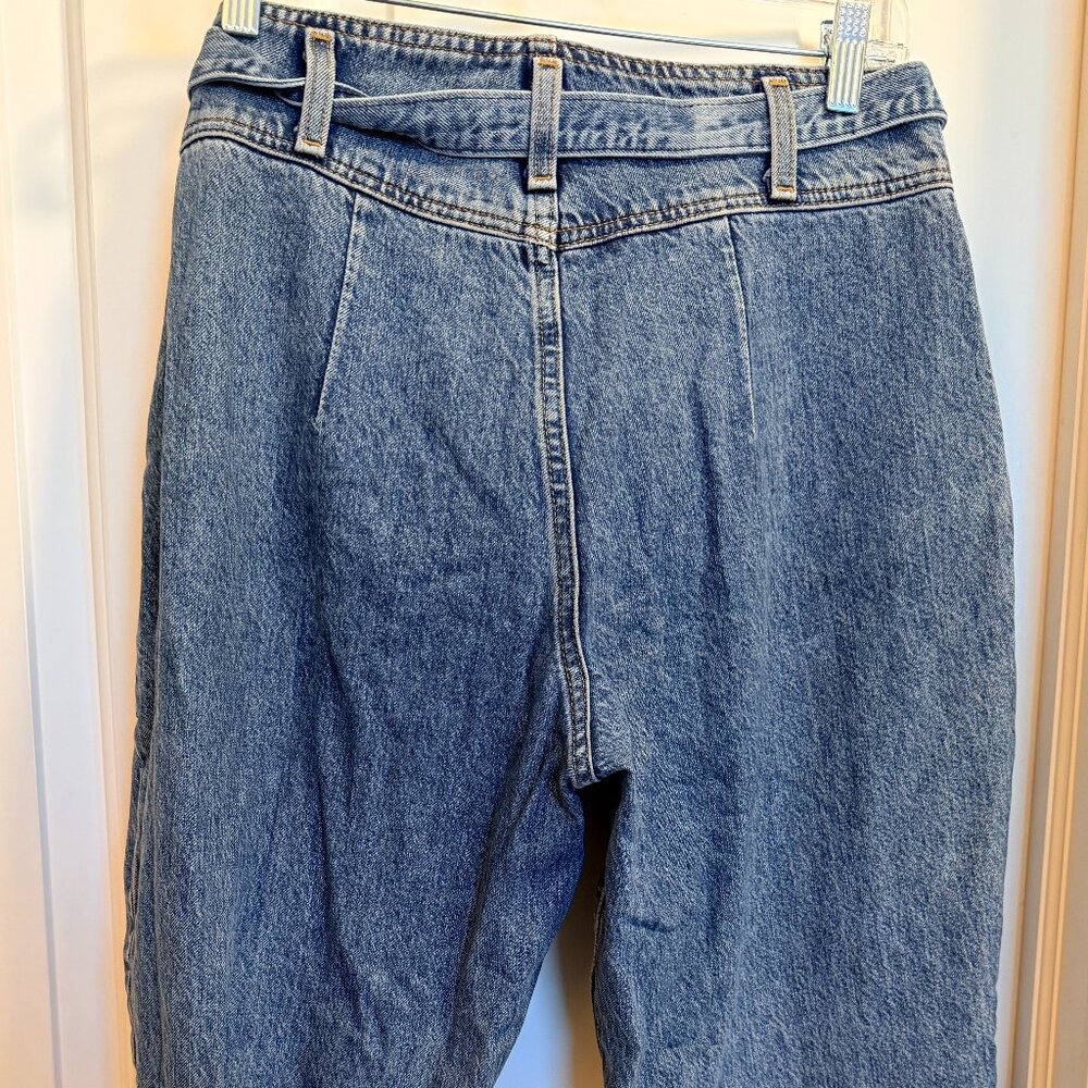 Abercrombie & Fitch A&F Mom Jeans 28 (6R) | High Rise Tie Waist Denim Fray Hem - Picture 6 of 10